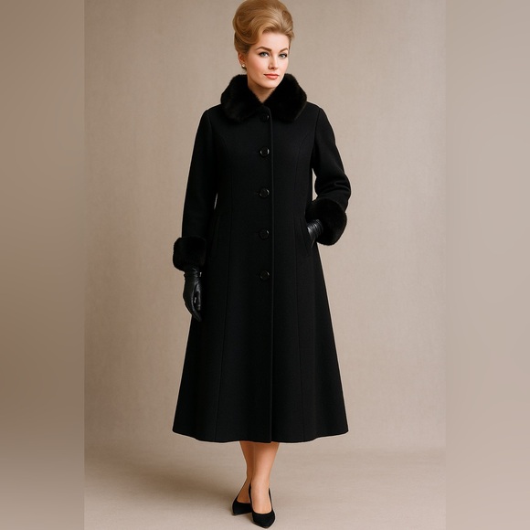 Vintage Jackets & Blazers - Vintage‎ Steve by Searle black swing full length coat, vintage size 2, USA made